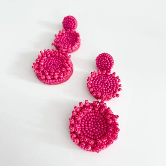J. Crew Factory Beaded Statement Earrings (Wild Berry) - Picture 2 of 3
